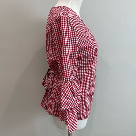 BEACHLUNCHLOUNGE Arianna Gingham Wrap Tie Top small boho chic beachy peasant - Picture 5 of 7